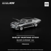 Pop Race Ford Shelby Mustang GT500 Silver Chrome 1:64 przód detale