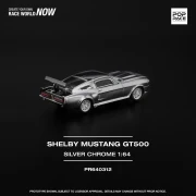 Pop Race Ford Shelby Mustang GT500 Silver Chrome 1:64 tył detale