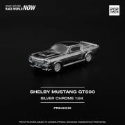 Pop Race Ford Shelby Mustang GT500 Silver Chrome 1:64 przód