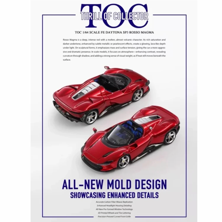 TOC Ferrari Daytona SP3 ROSSO MAGMA Resin 1:64 Limitowany przód