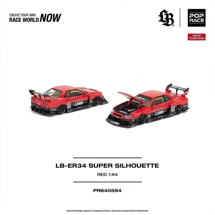 Pop Race NIssan LB-ER34 Super Silhouette Red 1:64 przód