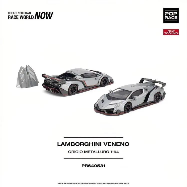 Pop Race Lamborghini Veneno Grigio Metallaro 1:64 przód