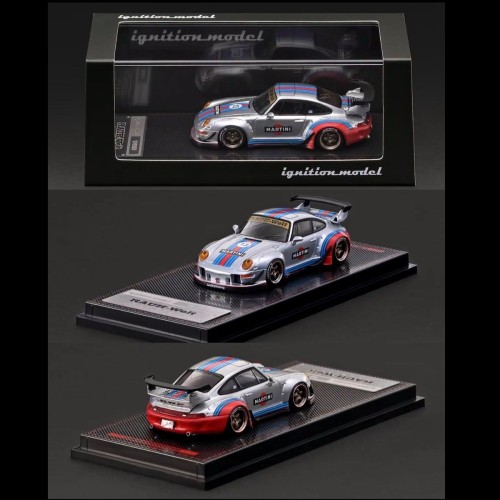 IGNITION MODEL Porsche RWB 993 Silver Martini 1:64 przód