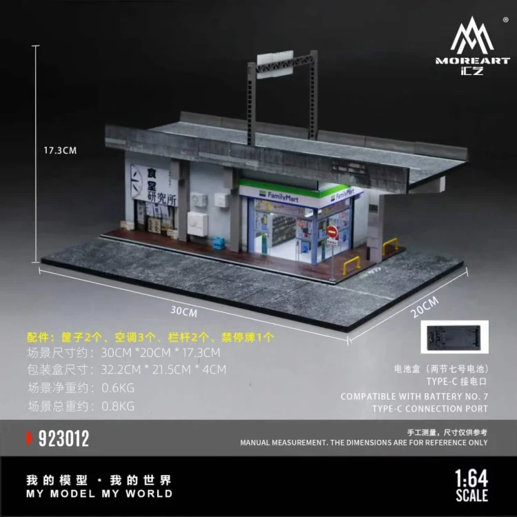 MoreArt FAMILY MART CONVENIENCE STORE VIADUCT SCENE 1:64 wymiary