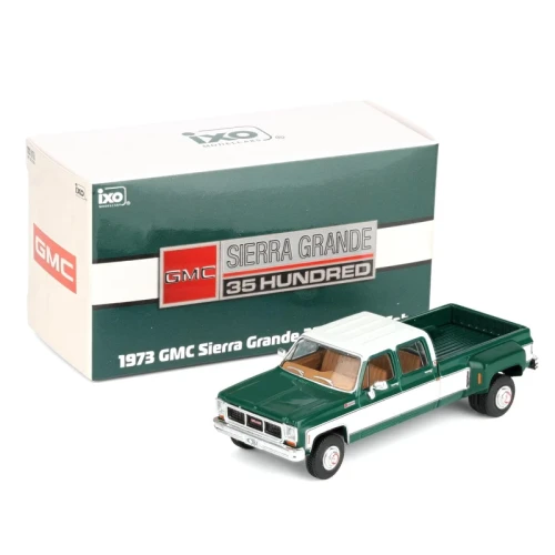 IXO America 1973 GMC Sierra Grande 3500 Crew Cab Dually green white 1:64 box