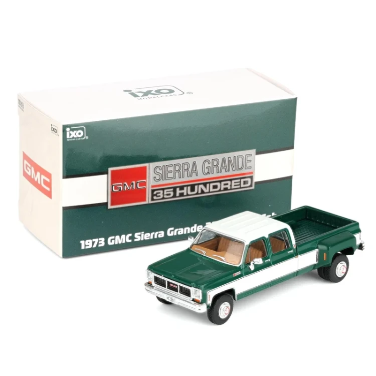IXO America 1973 GMC Sierra Grande 3500 Crew Cab Dually green white 1:64 box