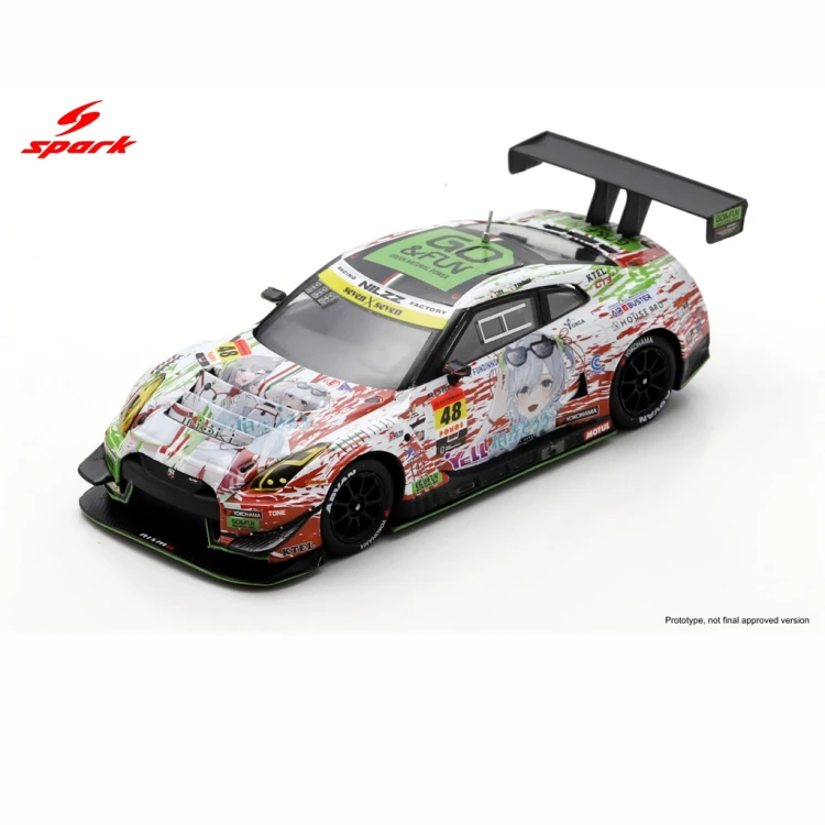 Spark Datsumou K's Frontier GO &amp; FUN NekoNeko GT-R NILZZ RACING No.48 GT300 SUPER GT 2025 1:64 przód