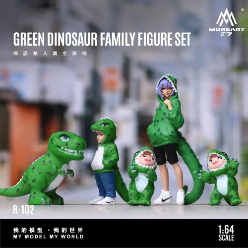 MoreArt Figurki Green Dinosaur Family Figure Rexy Set 1:64 przód