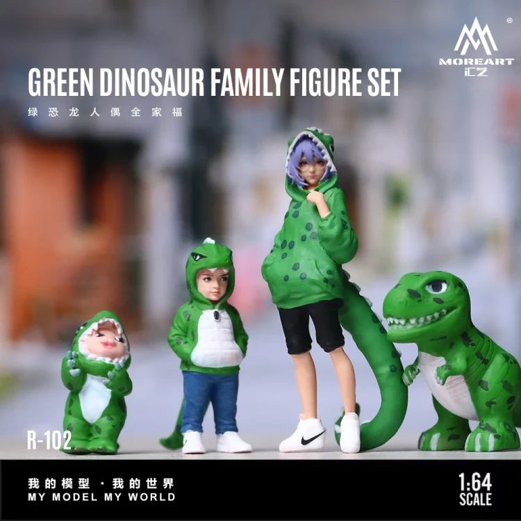 MoreArt Figurki Green Dinosaur Family Figure Rexy Set 1:64 bok detal