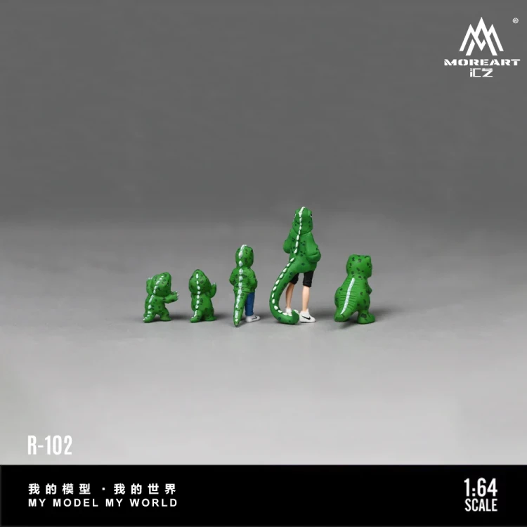 MoreArt Figurki Green Dinosaur Family Figure Rexy Set 1:64 tył