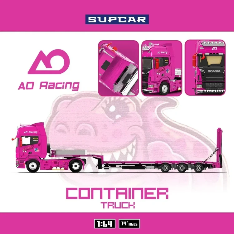 Supcar Roxy Scania Flatbed Transport Truck Pink 1:64 bok