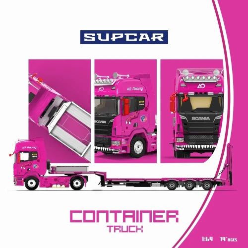 Supcar Roxy Scania Flatbed Transport Truck Pink 1:64 bok detale
