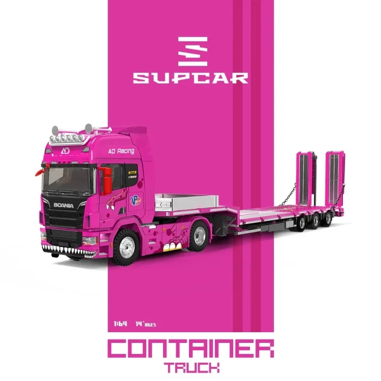 Supcar Roxy Scania Flatbed Transport Truck Pink 1:64 przód