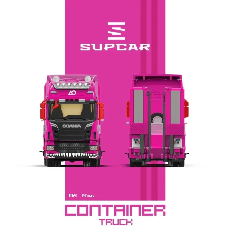Supcar Roxy Scania Flatbed Transport Truck Pink 1:64 tył