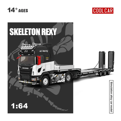 Cool.Car Scania flatbed trailer Skeleton Rexy Livery 1:64 przód