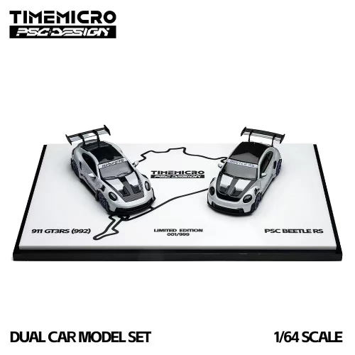 TimeMicro × PSC DESIGN Porsche 992 GT3 RS &amp; Beetle RS Nurburgring Version 2 car set 1:64 przód