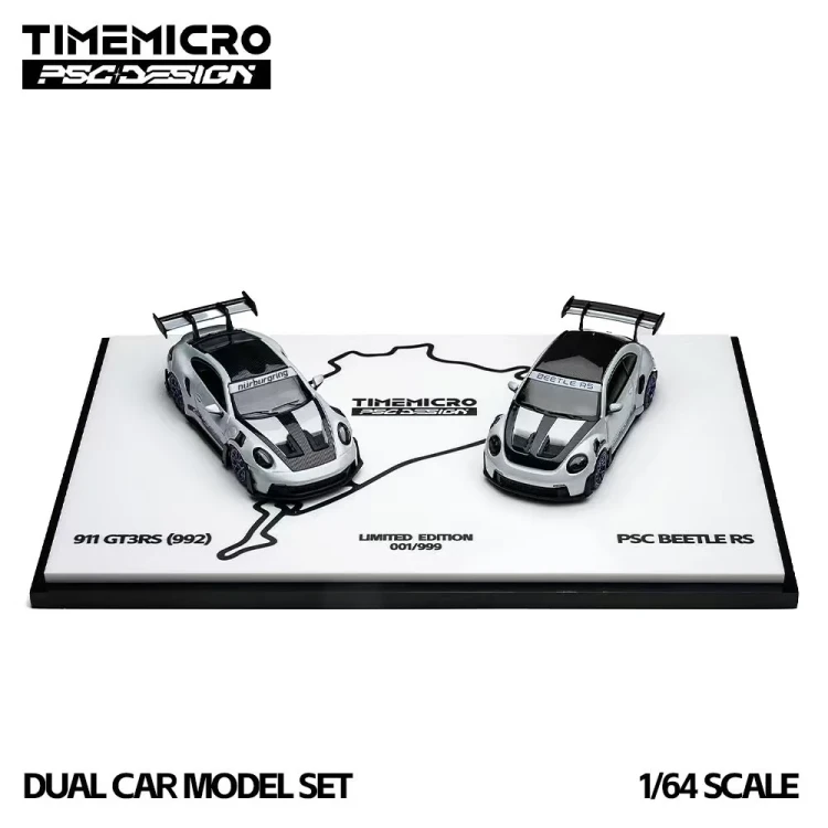 TimeMicro × PSC DESIGN Porsche 992 GT3 RS &amp; Beetle RS Nurburgring Version 2 car set 1:64 przód