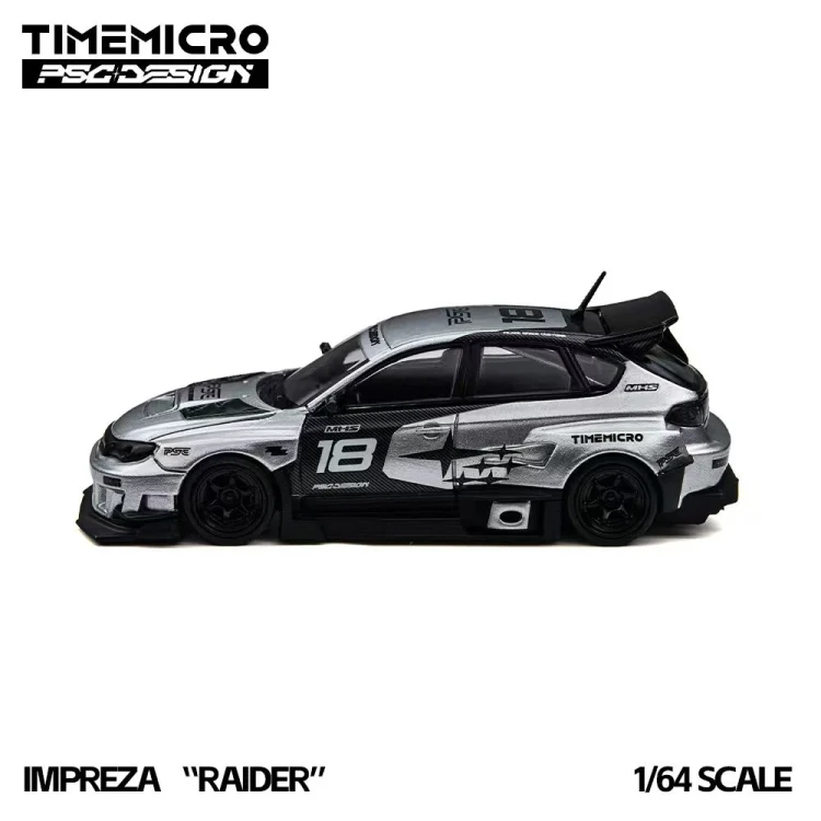 TimeMicro × PSC DESIGN Impreza Raider Silver 1:64 bok