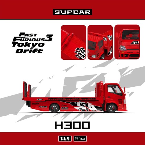 Supcar H300 Transport Trailer Fast &amp; Furious Tokyo Drift 1:64 bok