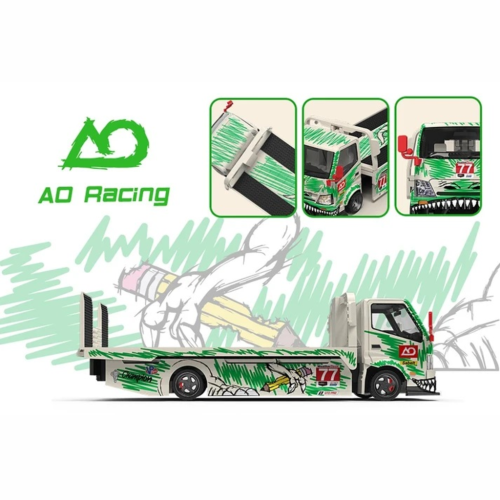 Supcar H300 Flatbed Truck AO Racing #77 Dinosaur Livery 1:64 bok