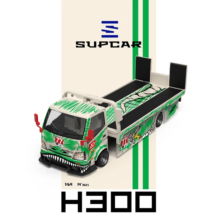 Supcar H300 Flatbed Truck AO Racing #77 Dinosaur Livery 1:64 przód