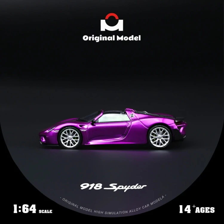 Original Model Porsche 918 Spyder Fioletowy 1:64 bok