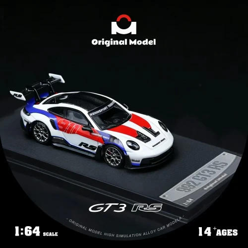 Original Model Porsche 992 GT3 RS Red Blue White 1:64 przód