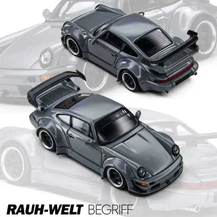 TimeMicro Porsche RWB 964 Grey 1:64 przód tył