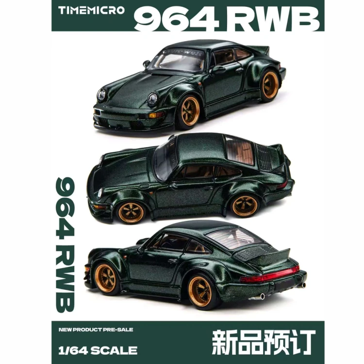 TimeMicro Porsche RWB 964 Green 1:64 przód