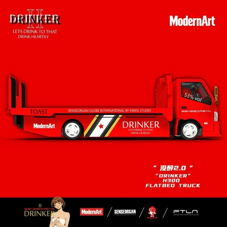 ModernArt x ShepWell Zestaw Nissan Skyline R34 &amp; H300 Flatbed Truck Drinker 2.0 Series 1:64 laweta bok
