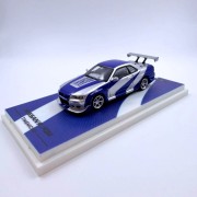 Time Micro Nissan Skyline R34 Blue silver Ordinary 1:64 przód