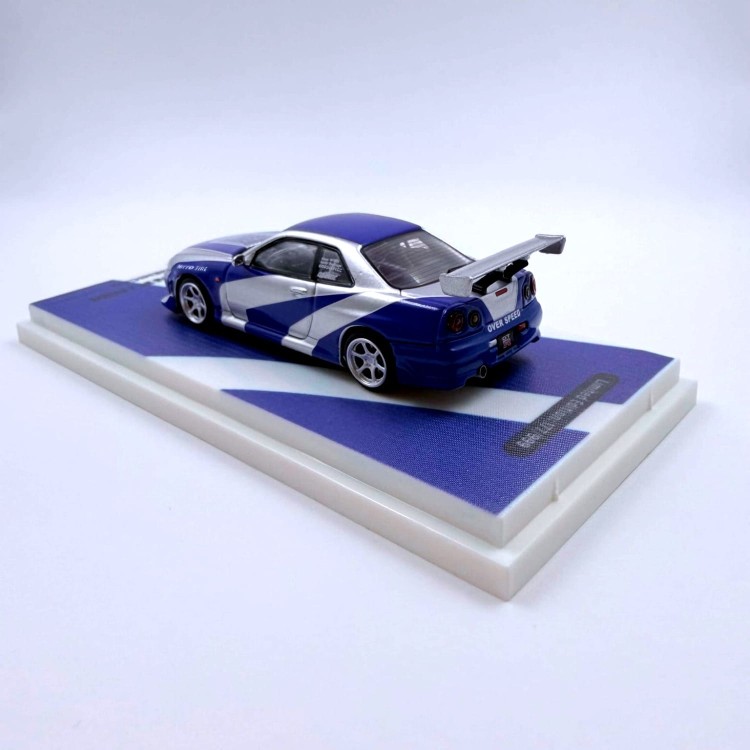 Time Micro Nissan Skyline R34 Blue silver Ordinary 1:64 tył