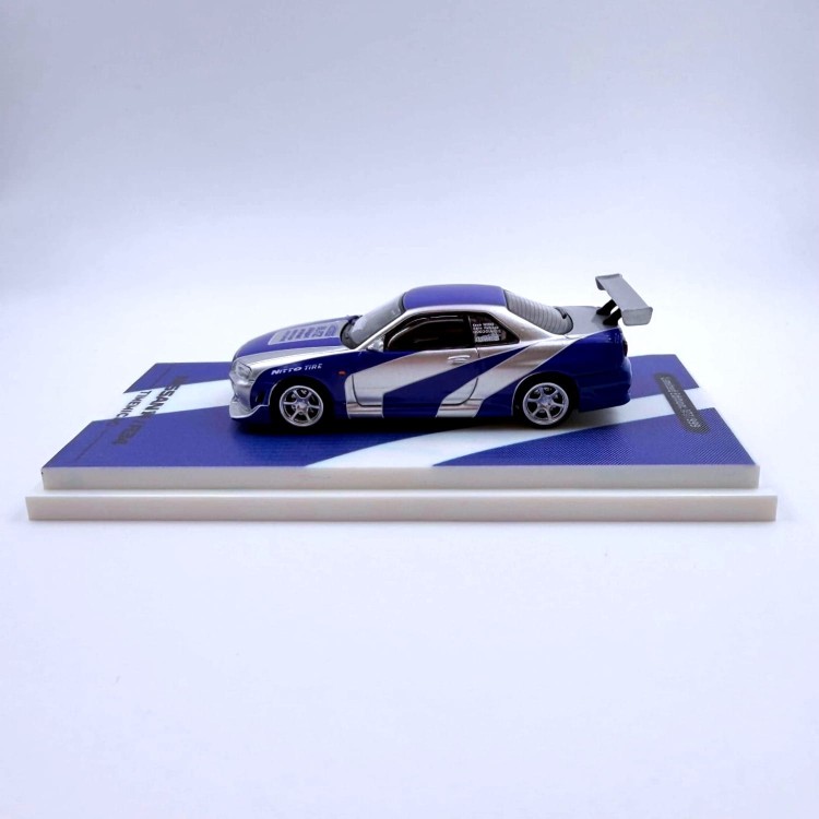 Time Micro Nissan Skyline R34 Blue silver Ordinary 1:64 bok